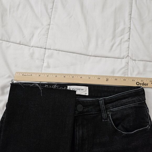 Evereve Jeans Womens 29 Black The Ever Straight High Rise Raw Hem Stretch Boho - Picture 6 of 8